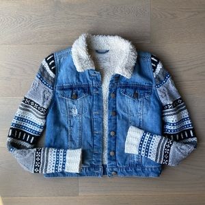 RACHEL Rachel Roy Shearling Denim Sweater Jacket